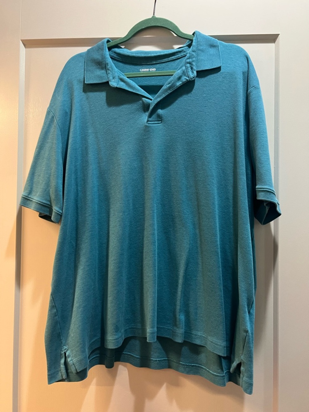 Lands' End Teal Green Short-Sleeve Polo